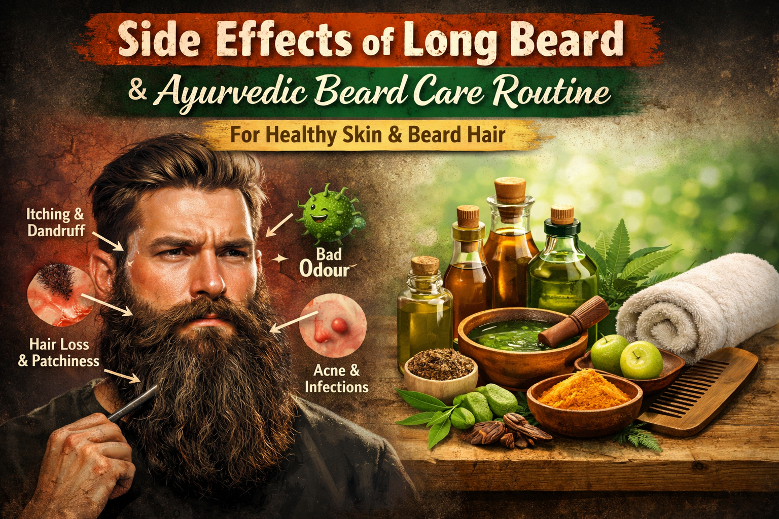 Side Effects of Long Beard & Ayurvedic Beard Care Routine for Healthy Skin and Hair